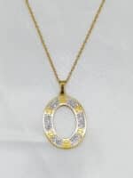 گردنبد زنانه بیضی طلایی برند Stainless Steel