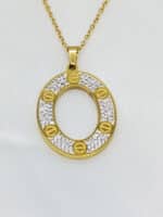 گردنبد زنانه بیضی طلایی برند Stainless Steel