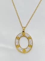 گردنبد زنانه بیضی طلایی برند Stainless Steel