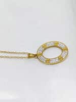 گردنبد زنانه بیضی طلایی برند Stainless Steel