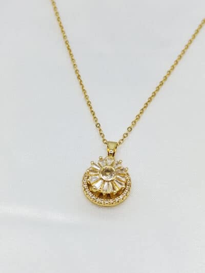 گردنبد دوار نگین دار برند Stainless Steel