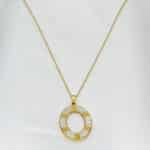 گردنبد زنانه بیضی طلایی برند Stainless Steel