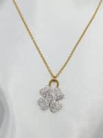 گردنبد پر گل نگین دار برند Stainless Steel