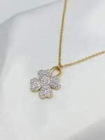 گردنبد پر گل نگین دار برند Stainless Steel