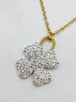 گردنبد پر گل نگین دار برند Stainless Steel