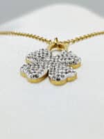 گردنبد پر گل نگین دار برند Stainless Steel