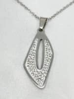 گردنبد برگ گل نگین دار برند Stainless Steel