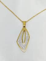 گردنبد برگ گل طلایی نگین دار برند Stainless Steel