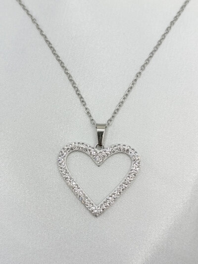 گردنبد قلب نگین دار برند Stainless Steel