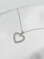 گردنبد رنگ نقره ای قلب نگین دار برند Stainless Steel