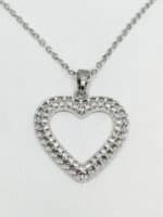 گردنبد رنگ نقره ای قلب نگین دار برند Stainless Steel