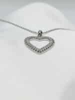 گردنبد رنگ نقره ای قلب نگین دار برند Stainless Steel