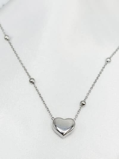 گردنبد نقره ای قلب برند Stainless Steel