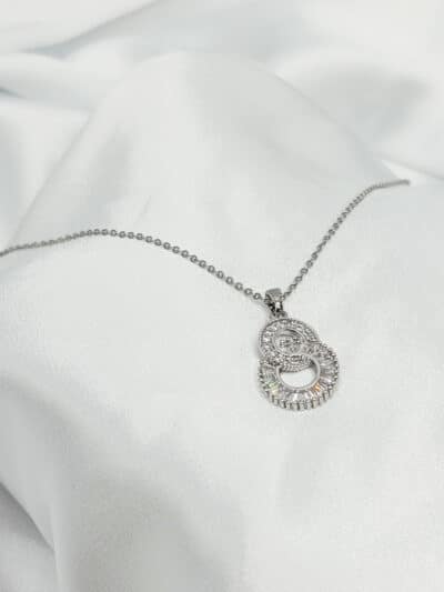 گردنبد دو حلقه نگین دار برند Stainless Steel