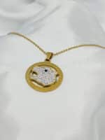 گردنبد ببر نگین دار طلایی برند Stainless Steel