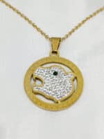 گردنبد ببر نگین دار طلایی برند Stainless Steel