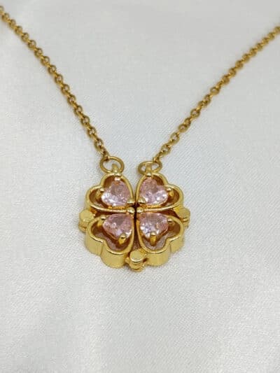 گردنبد گل نگین دار برند Stainless Steel