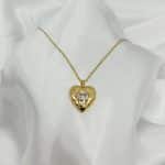 گردنبد قلب طلایی نگین دار برند Stainless Steel