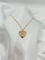 گردنبد قلب طلایی نگین دار برند Stainless Steel