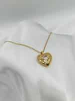 گردنبد قلب طلایی نگین دار برند Stainless Steel