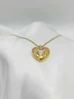 گردنبد قلب طلایی نگین دار برند Stainless Steel