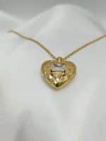 گردنبد قلب طلایی نگین دار برند Stainless Steel