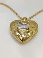 گردنبد قلب طلایی نگین دار برند Stainless Steel