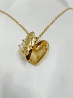 گردنبد قلب طلایی نگین دار برند Stainless Steel