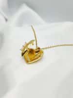 گردنبد قلب طلایی نگین دار برند Stainless Steel