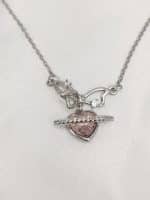 گردنبد نقره ای قلب نگین دار برند Stainless Steel