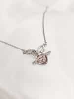 گردنبد نقره ای قلب نگین دار برند Stainless Steel