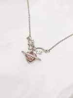 گردنبد نقره ای قلب نگین دار برند Stainless Steel