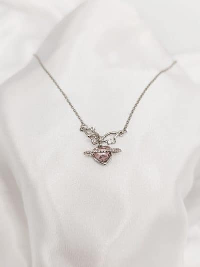 گردنبد نقره ای قلب نگین دار برند Stainless Steel