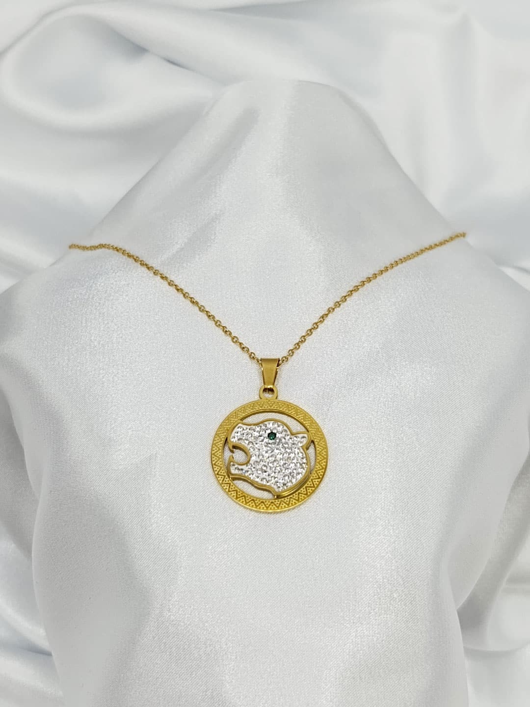 گردنبد ببر نگین دار طلایی برند Stainless Steel گردنبد ببر نگین دار طلایی برند Stainless Steel