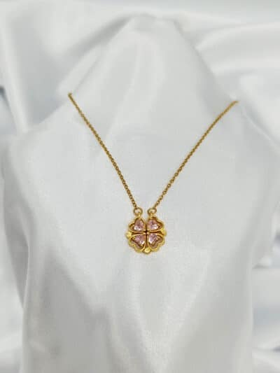 گردنبد گل نگین دار برند Stainless Steel