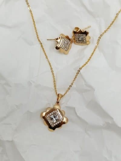 نیم ست ژوپینگ زنانه طلایی بدون زنجیر