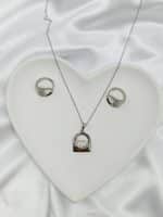 نیم ست زنانه ژوپینگ قلب پینترستی نگین دار ضد حساسیت رنگ ثابت