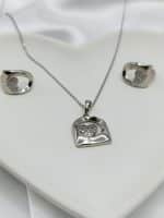 نیم ست زنانه ژوپینگ قلب پینترستی نگین دار ضد حساسیت رنگ ثابت