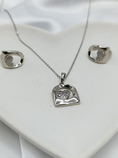 نیم ست زنانه ژوپینگ قلب پینترستی نگین دار ضد حساسیت رنگ ثابت