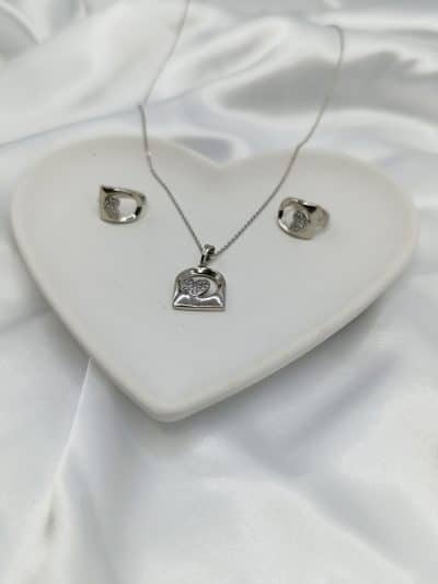 نیم ست زنانه ژوپینگ قلب پینترستی نگین دار ضد حساسیت رنگ ثابت