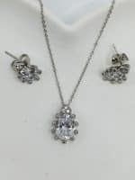 نیم ست زنانه و دخترانه نقره با نگین درخشان طرح گل 222