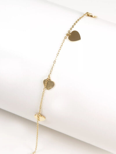 دستبند ظریف قلب طلایی ژوپینگ کد 514