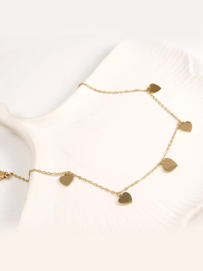 دستبند ظریف قلب طلایی ژوپینگ کد 514