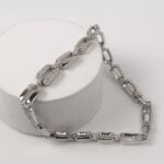 دستبند زنانه نگینی نقره ای ژوپینگ کد 518