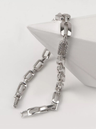 دستبند زنانه نگینی نقره ای ژوپینگ کد 518